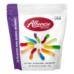 Albanese World's Best 12 Flavor Mini Gummi Worms 36 Ounce