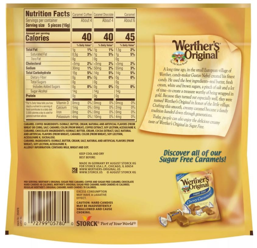 Werther's Original Sugar Free Assorted Flavors, 7.7 oz 4 Werther's Original Sugar Free Assorted Flavors, 7.7 oz - Image 2