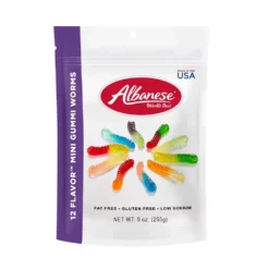 Albanese World's Best 12 Flavor Gummi Worms Gusset 9 Ounce