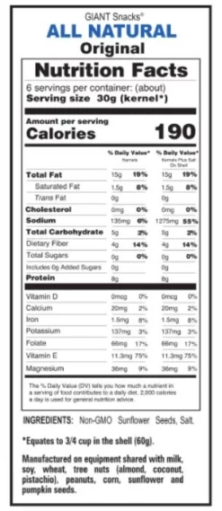 Giants Original Salted Sunflower Seeds, 12 oz 5 Giants Original Salted Sunflower Seeds, 12 oz -Home Goods Sales Store 23750010 1