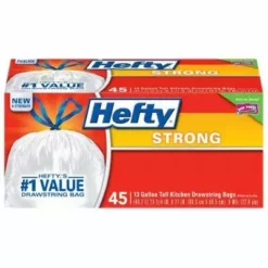Hefty Strong 13 GAL Drawstring Kitchen Bag – 45 Count
