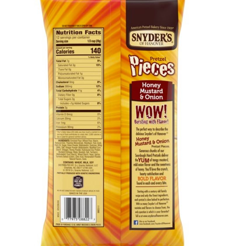 Snyder's Honey Mustard & Onion Pretzel Pieces, 11.25 oz. 4 Snyder's Honey Mustard & Onion Pretzel Pieces, 11.25 oz. - Image 2