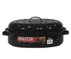 Granite Ware Covered Oval Roaster, Black