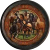 River's Edge Tin Wall Clock Running Horses 15"