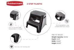 Rubbermaid 2-Step Molded Plastic Stool with Non-Slip Step Treads -Home Goods Sales Store 54060001 1 1