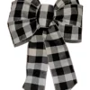 Holiday Trims White and Black 14 inch Plaid Bow -Home Goods Sales Store 7444 1