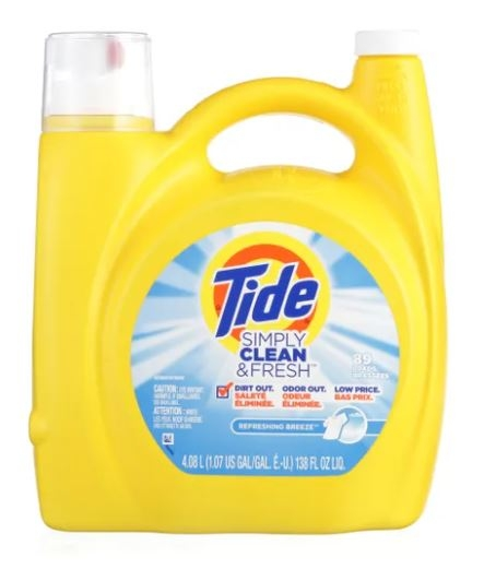 Tide Simply Clean & Fresh Laundry Detergent, Liquid, Breeze Scent, 89 Loads, 128-oz. 3 Tide Simply Clean & Fresh Laundry Detergent, Liquid, Breeze Scent, 89 Loads, 128-oz.