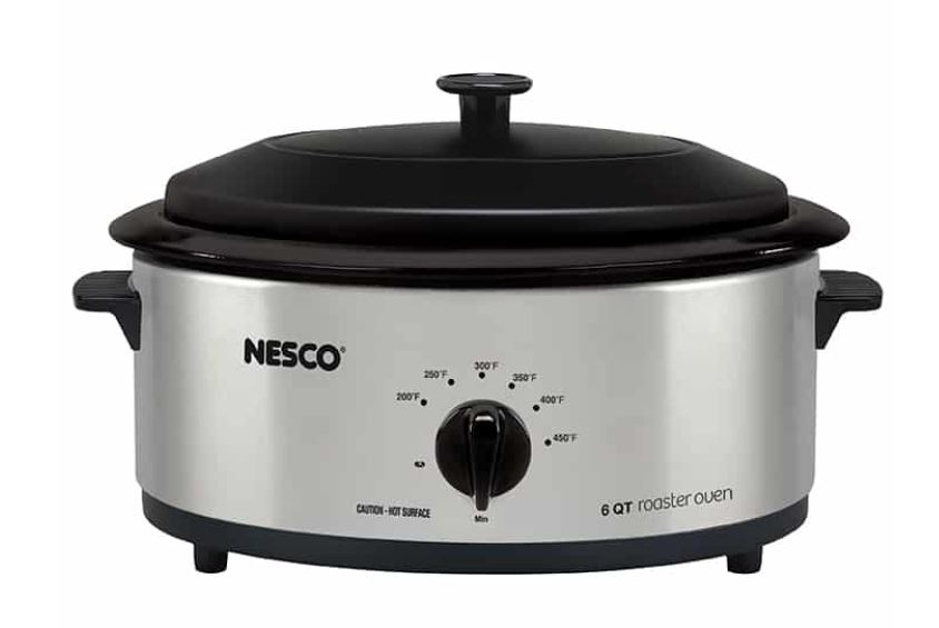 Nesco 6 Qt. Stainless Steel Roaster with Porcelain Cookwell 3 Nesco 6 Qt. Stainless Steel Roaster with Porcelain Cookwell