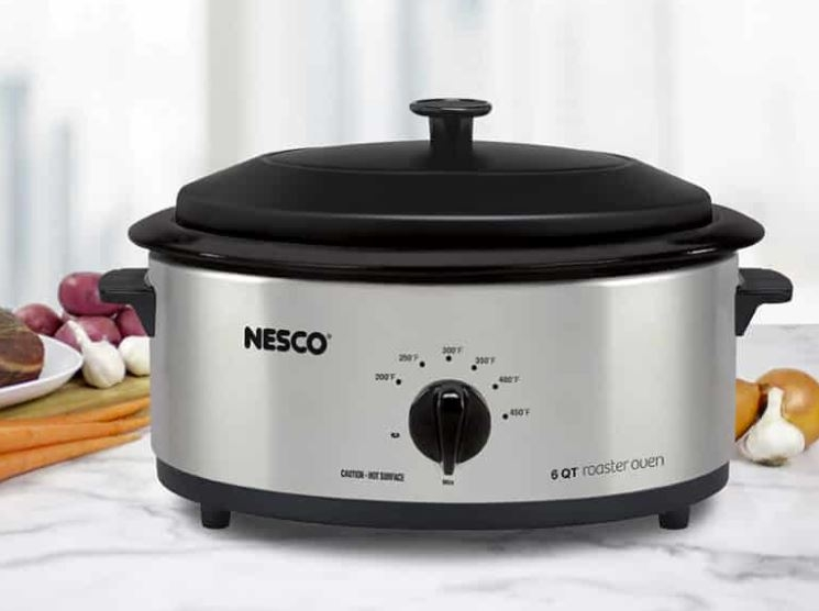 Nesco 6 Qt. Stainless Steel Roaster with Porcelain Cookwell 6 Nesco 6 Qt. Stainless Steel Roaster with Porcelain Cookwell - Image 4