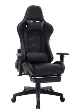 Seasonal Expressions Gaming Chair, Black/Black -Home Goods Sales Store 911049 with footrest folded