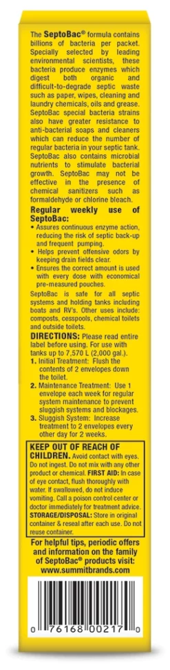 SeptoBac® Septic System Treatment Pouches - 8 oz -Home Goods Sales Store c sb06n 1