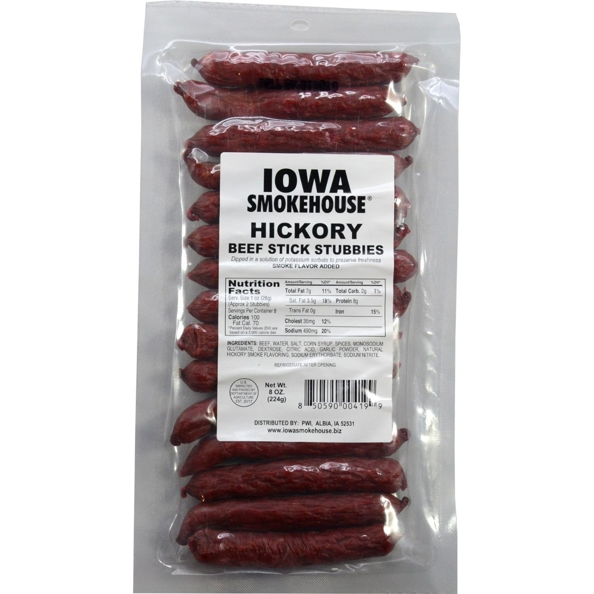 Iowa Smokehouse 8 oz Beef Stick Stubbies-Hickory 3 Iowa Smokehouse 8 oz Beef Stick Stubbies-Hickory