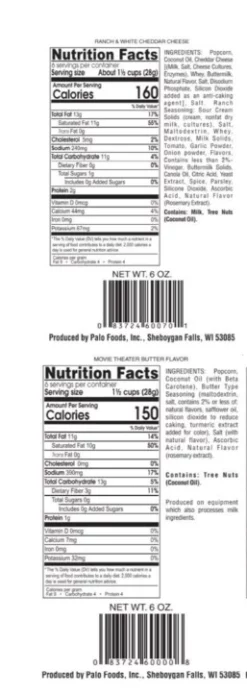 Palo Popcorn Kettle Popped - 6oz 19 Palo Popcorn Kettle Popped - 6oz -Home Goods Sales Store nutritional