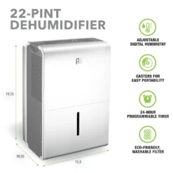 Perfect Aire 22 Pt./Day 2-Speed Flat Panel Dehumidifier -Home Goods Sales Store pa 1pfd22 dimensions amazon